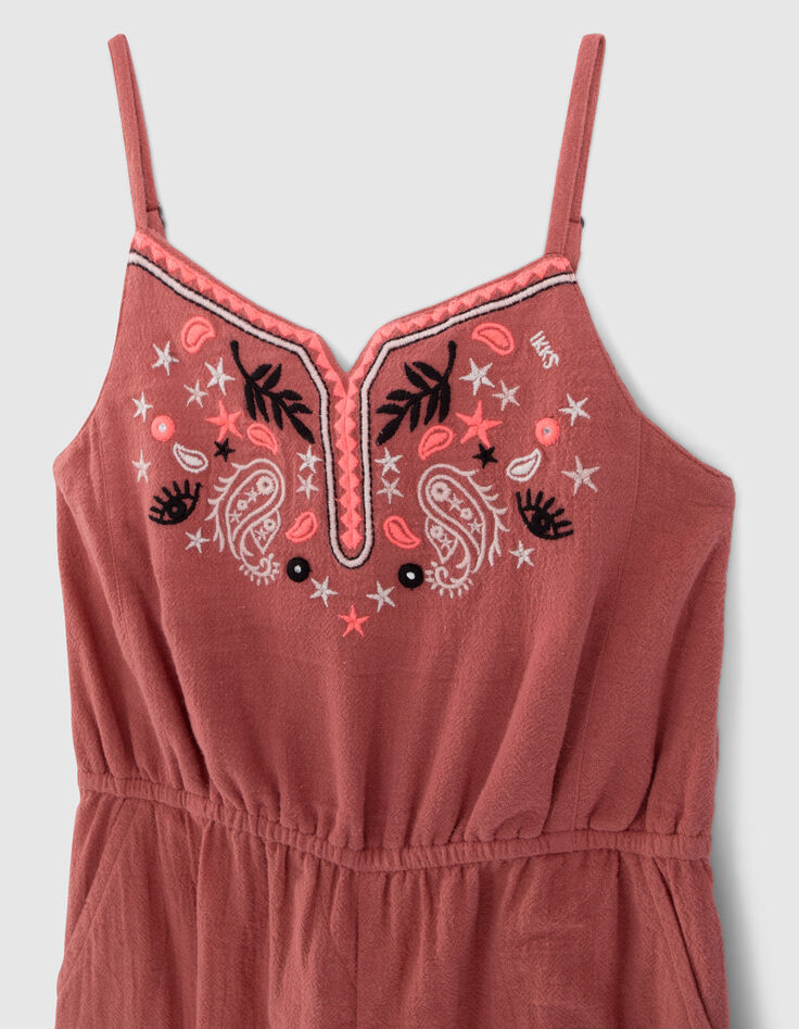 Terracotta jumpsuit geborduurd meisjes-2