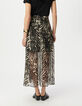 Women’s black ruffled long skirt with zebra print-3