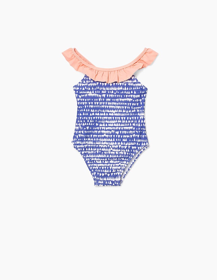 Maillot de bain bleu imprimé cœurs bébé fille-2