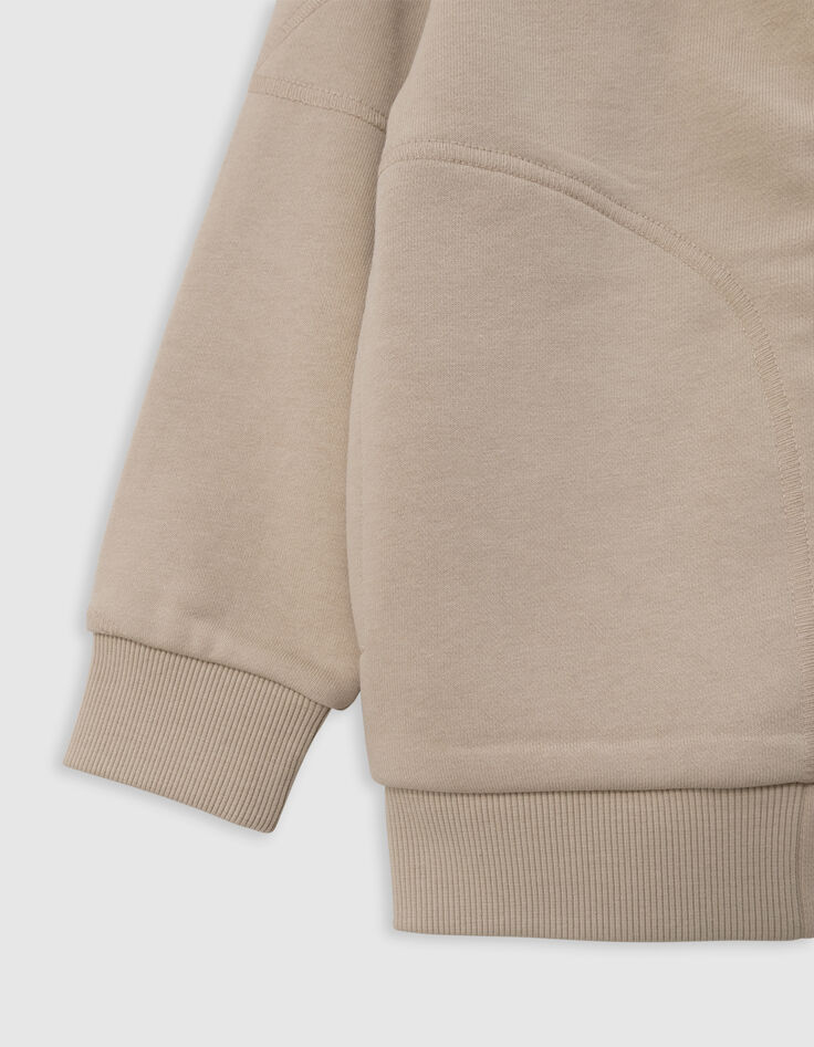 Cardigan beige à capuche zip bicolore garçon-4