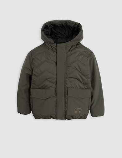 Khakifarbene, verschweißte Nylon-Fischgrätjacke für Jungen - IKKS
