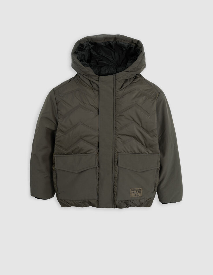 Chaqueta de espiga termosellada de nailon caqui para niño-4