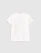 Weißes Jungen-T-Shirt mit gesticktem Skull, Bio -4