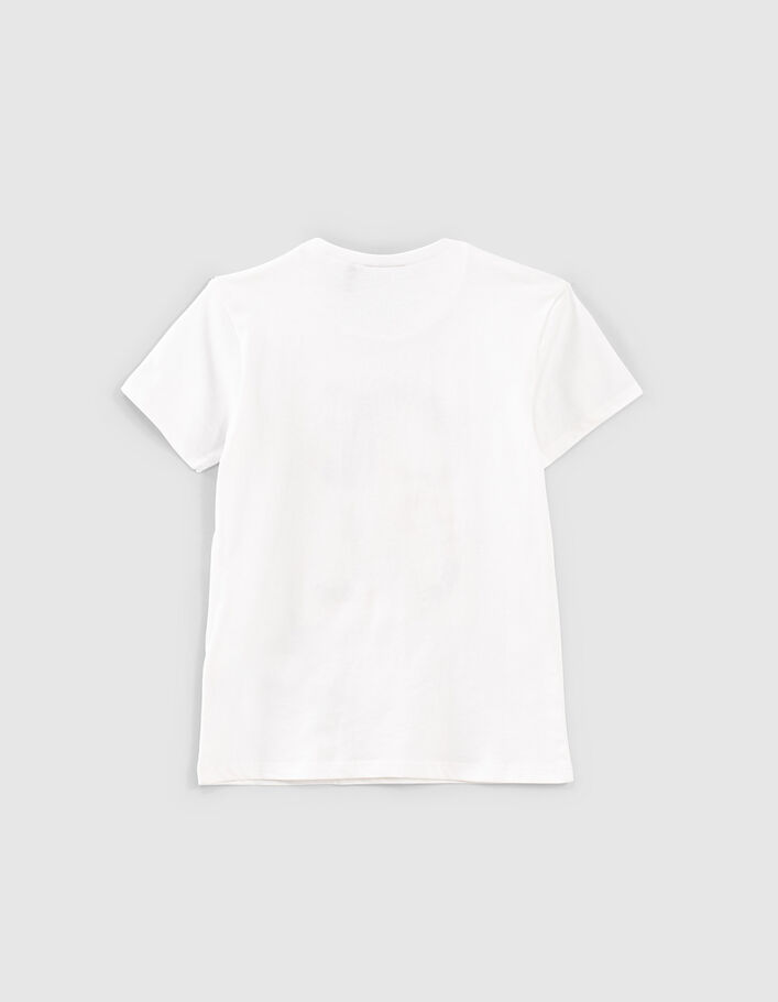 T-shirt blanc bio tête de mort brodée garçon  - IKKS