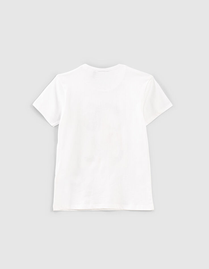 Weißes Jungen-T-Shirt mit gesticktem Skull, Bio -4 Weißes Jungen-T-Shirt mit gesticktem Skull, Bio -4