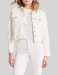 Cremefarbene Jeansjacke für Damen mit Zopfmuster-1
