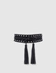 Women’s black studded suede wide belt-1