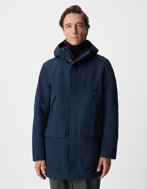 Men's navy blue four-pocket fleece-lined parka - IKKS