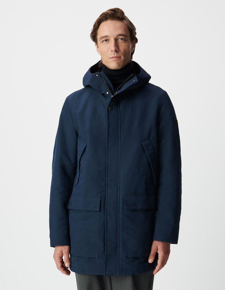 Herenparka met fleecevoering in marineblauw-2