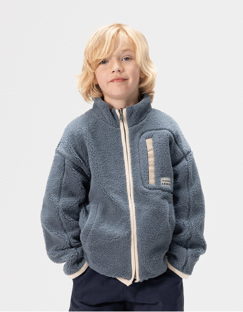 Cardigan réversible sherpa bleu et molleton kaki garçon - IKKS