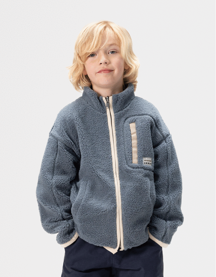 Cardigan réversible sherpa bleu et molleton kaki garçon-3