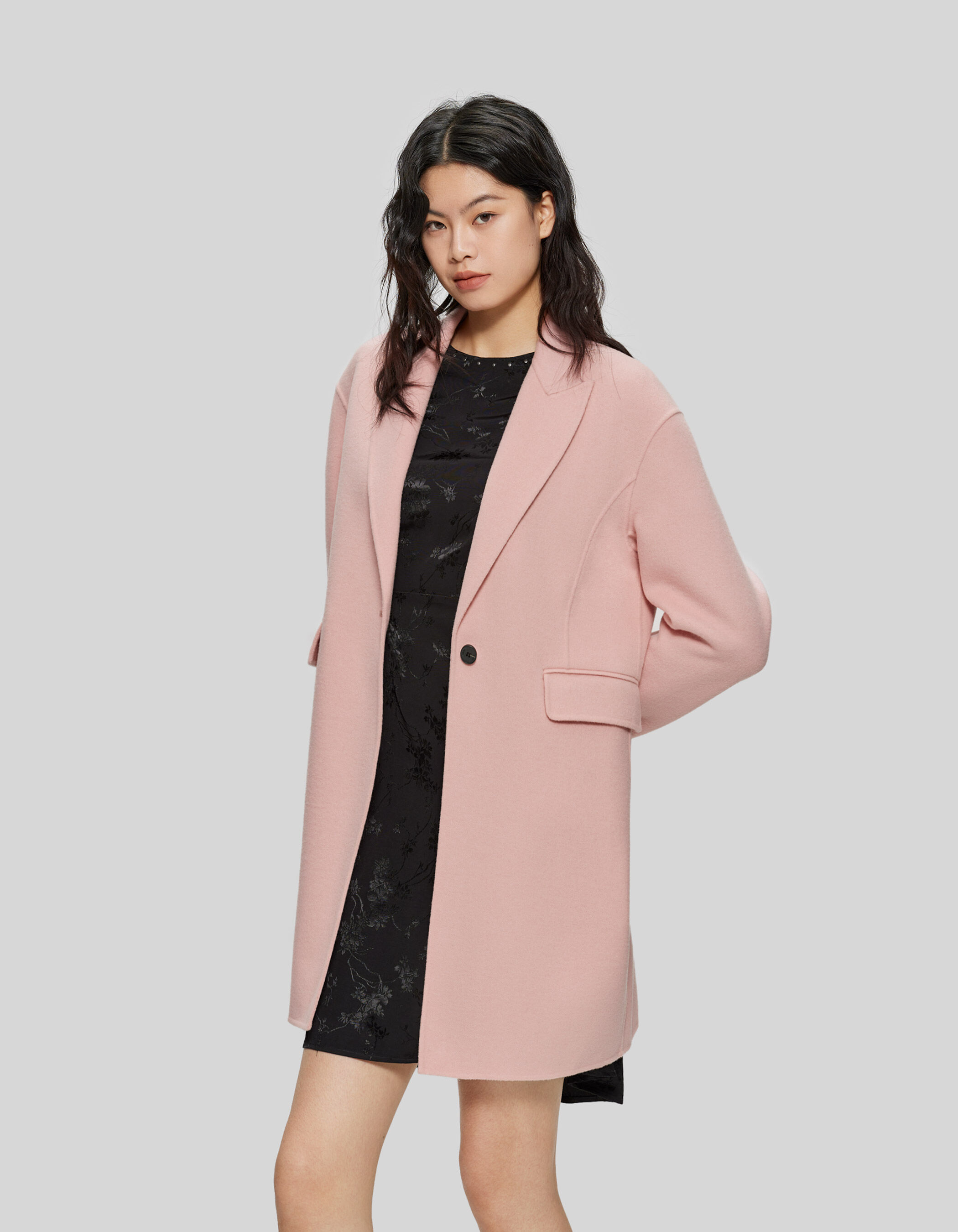 Robe manteau rose discount