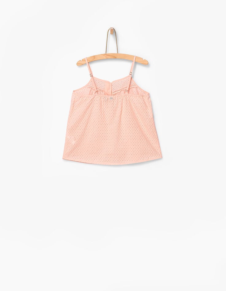 Girls’ pastel pink eyelet embroidery camisole-3