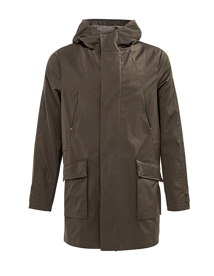 Parka longue kaki nylon satiné à capuche Homme-2 Parka longue kaki nylon satiné à capuche Homme-2