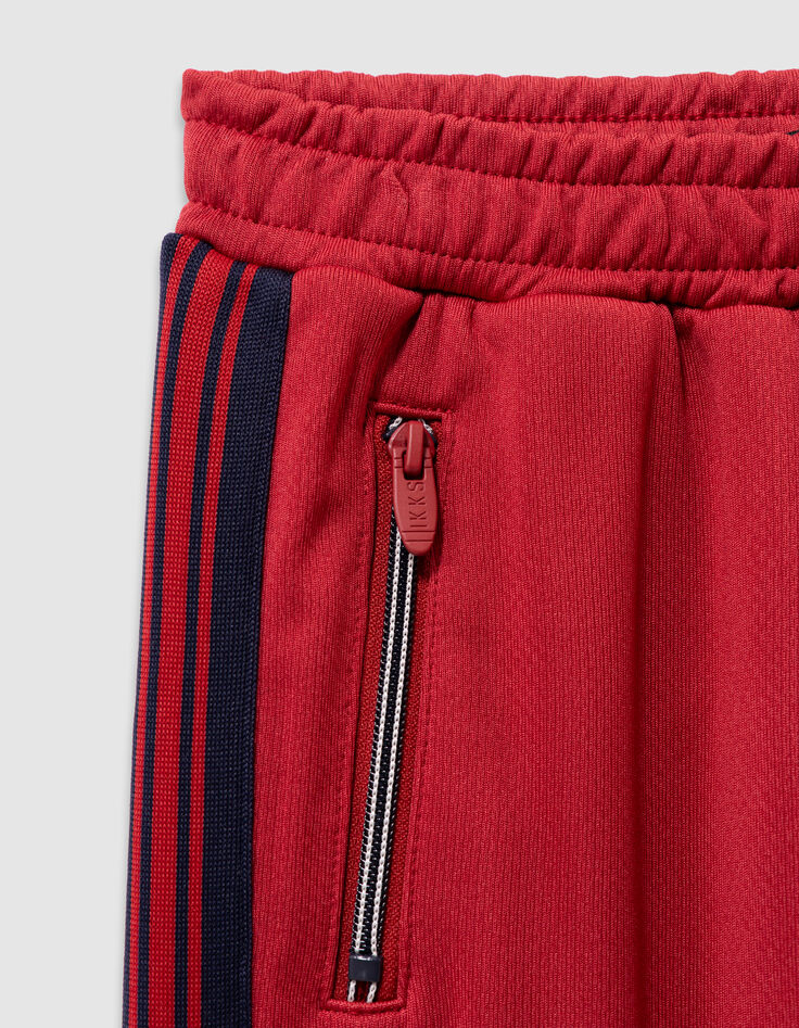Rote Jungenjogginghose mit marineblauen Streifen-5