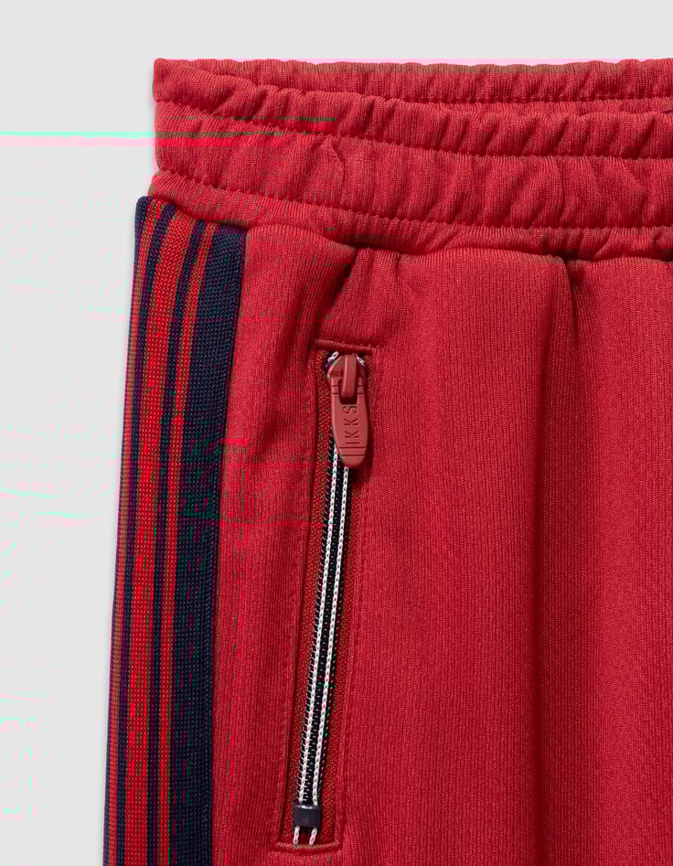 Rote Jungenjogginghose mit marineblauen Streifen-5 Rote Jungenjogginghose mit marineblauen Streifen-5