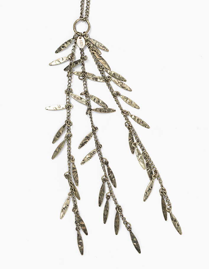 Women’s bead drop antique gold long necklace - IKKS
