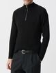 Jersey negro de punto con cuello de camionero para hombre-1