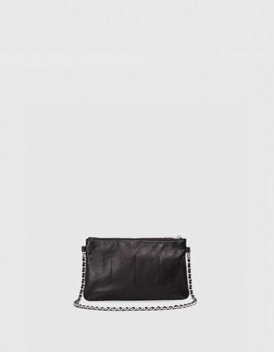Clutch 111 negro cuero perforado - IKKS