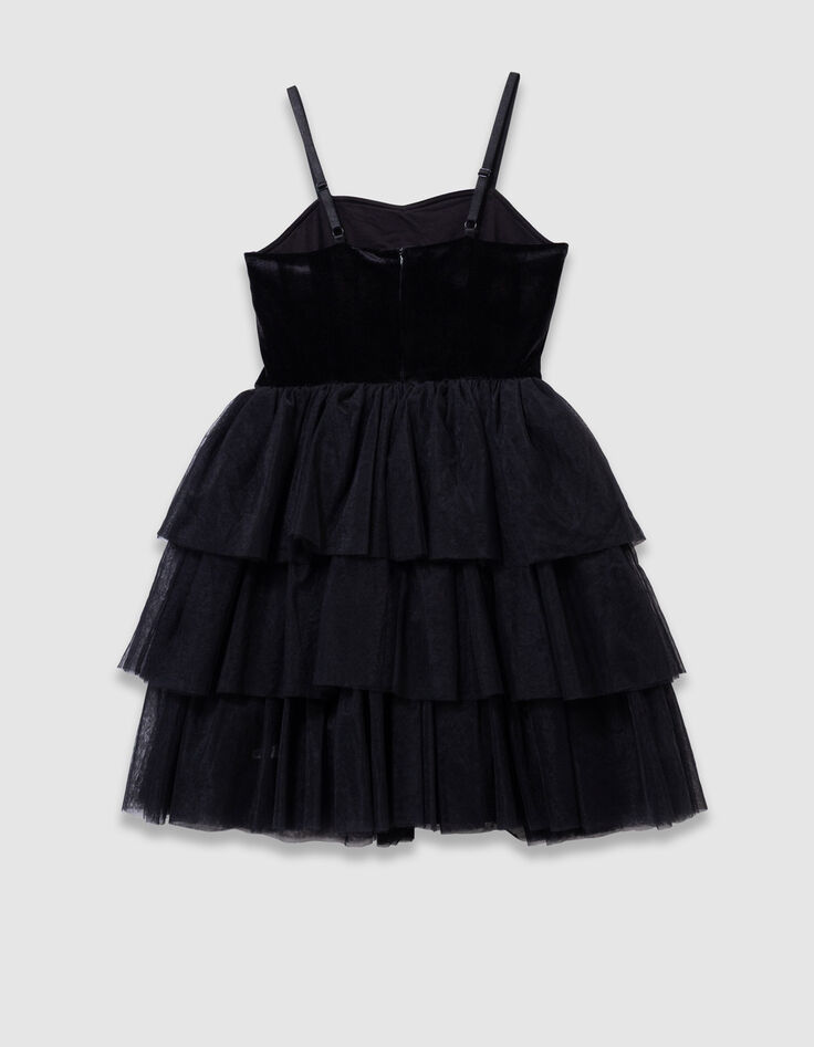 Robe bustier noire velours et tulle fille-4
