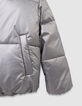 Girls’ silver padded jacket with navy fur-lined hood-4