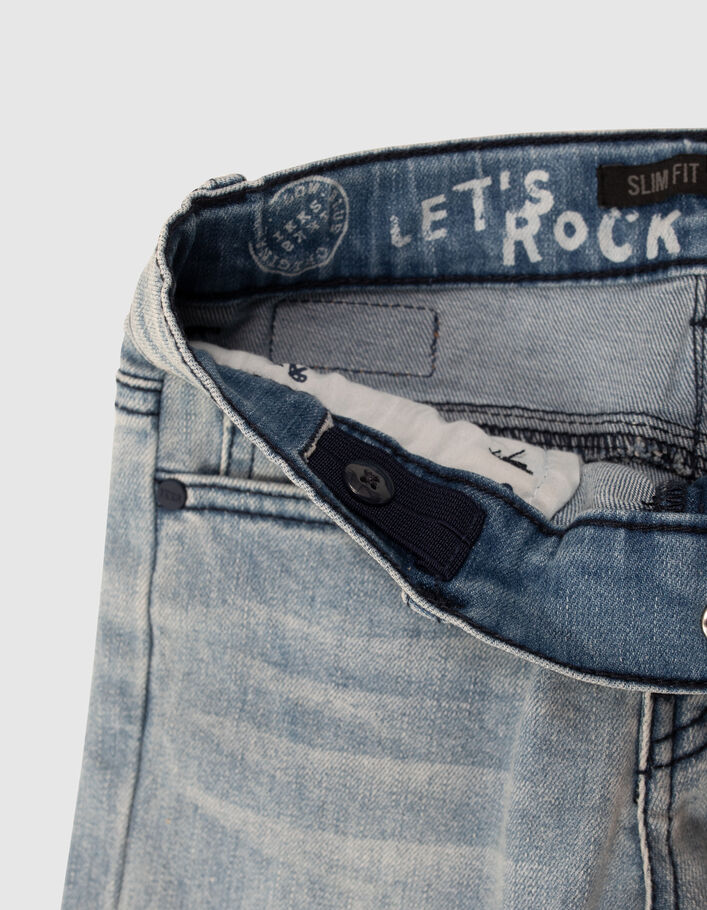 Boys’ blue slim jeans with woven belt - IKKS