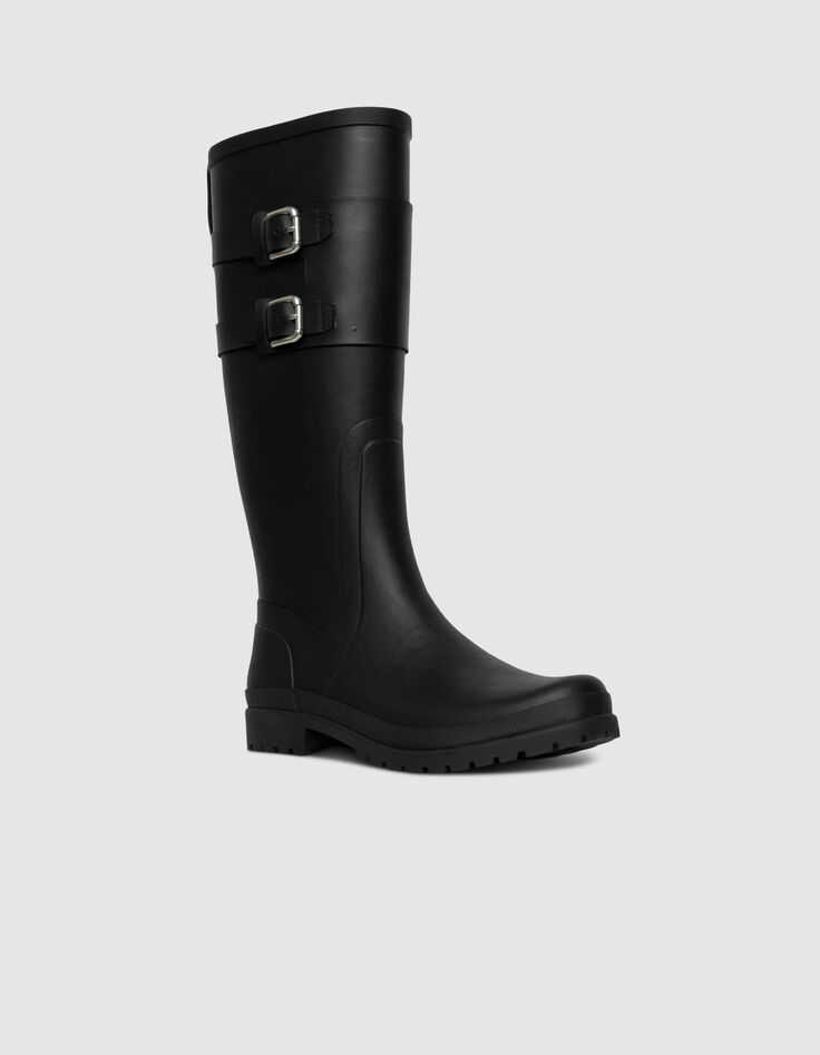Botas de agua negras suela dentada mujer-2 Botas de agua negras suela dentada mujer-2