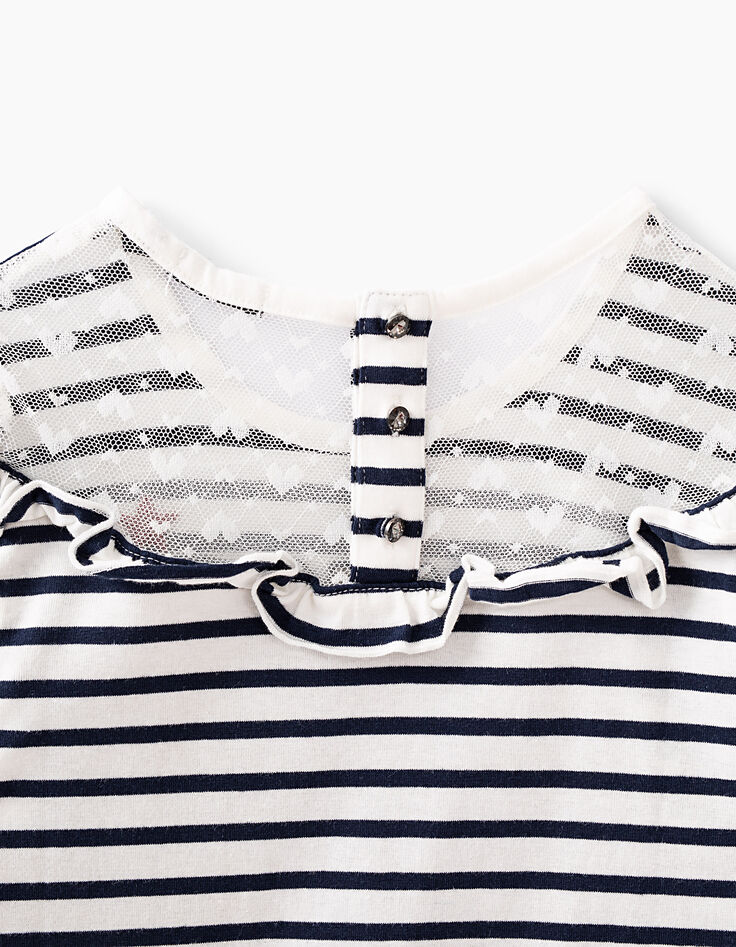 Camiseta blanco roto rayas navy IKKS PARIS niña-2