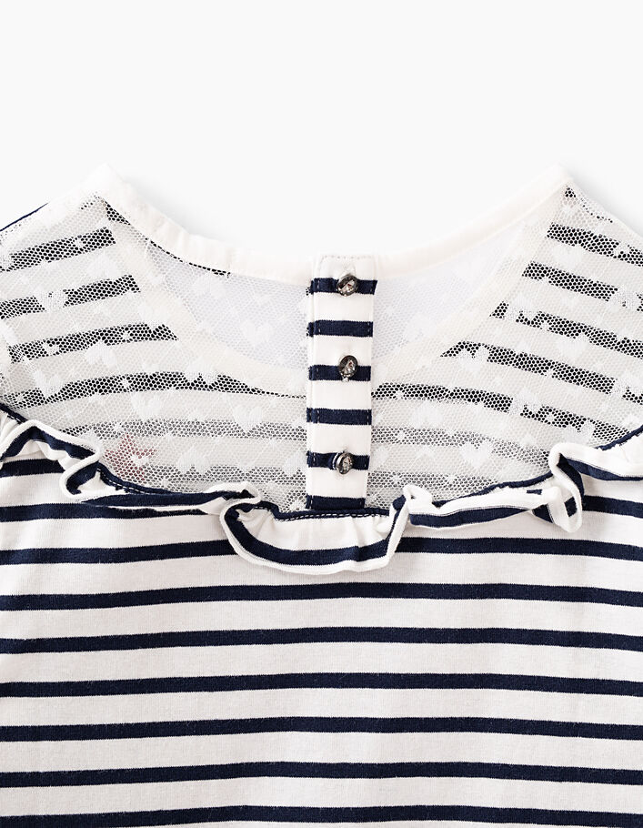 Girls’ off-white IKKS PARIS navy striped T-shirt - IKKS