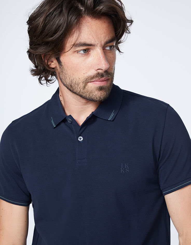 Polo marine détails vert anglais Homme-4