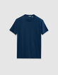 Men’s blue cotton modal short-sleeved T-shirt-5