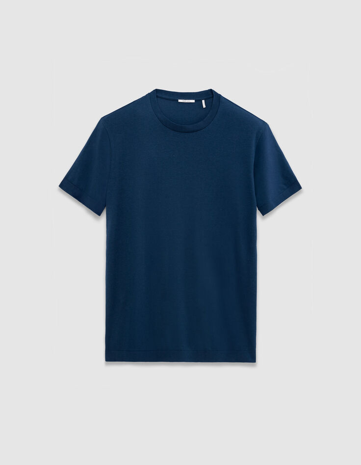 Men’s blue cotton modal short-sleeved T-shirt-5