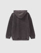 Sudadera gris mensaje letras y tachuelas ni&ntilde;a-3