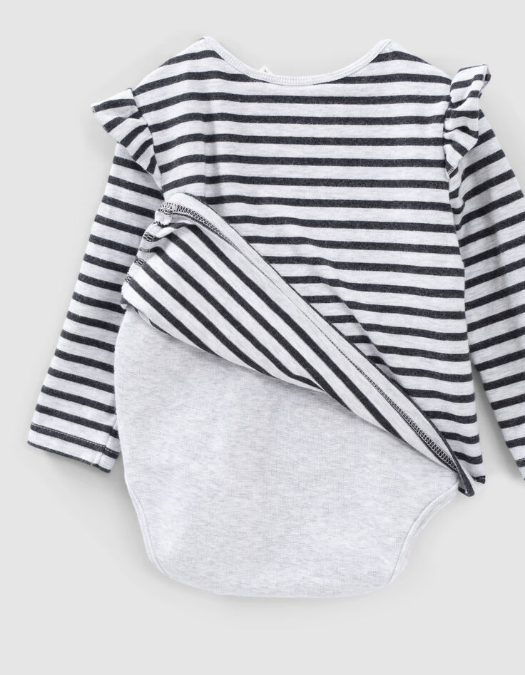 Baby’s putty marl organic cotton bodysuit with ruffles-6