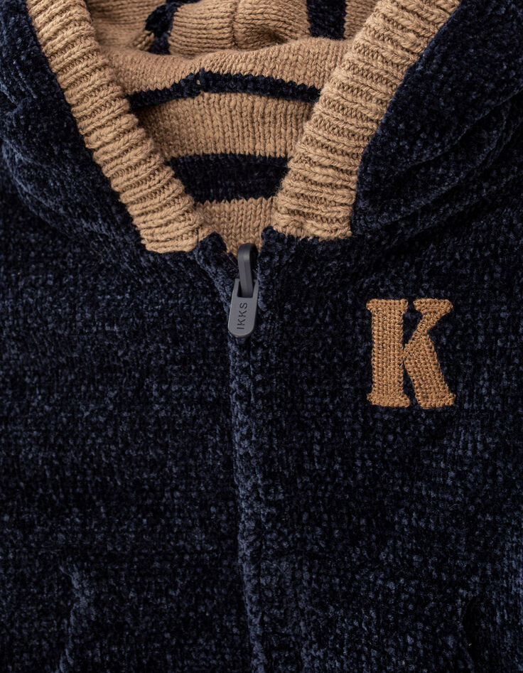 Veste réversible beige rayé navy bébé garçon  -6
