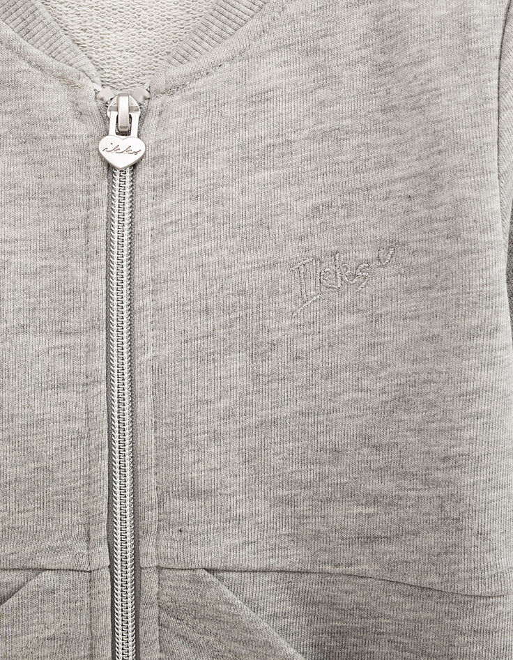 Girls’ medium grey marl Essential organic fabric cardigan-3 Girls’ medium grey marl Essential organic fabric cardigan-3