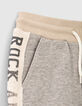 Graue Jungensweatbermudas mit beigen Seitenb&auml;ndern-3