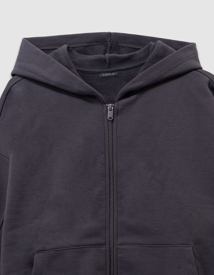 Cardigan à capuche gris zippé oversize garçon-2