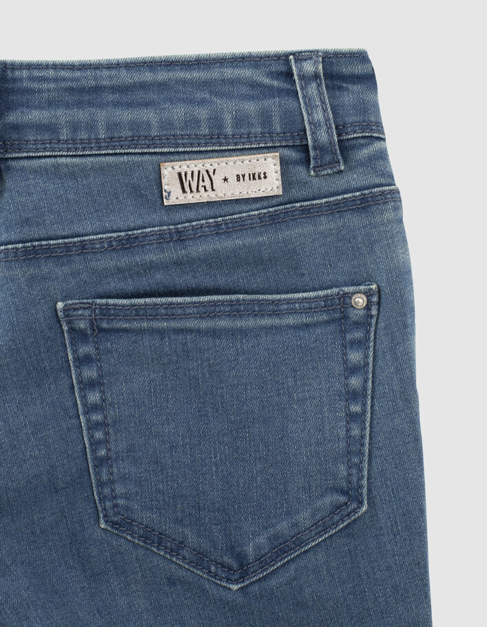 Girls’ vintage blue slim jeans with side bands - IKKS