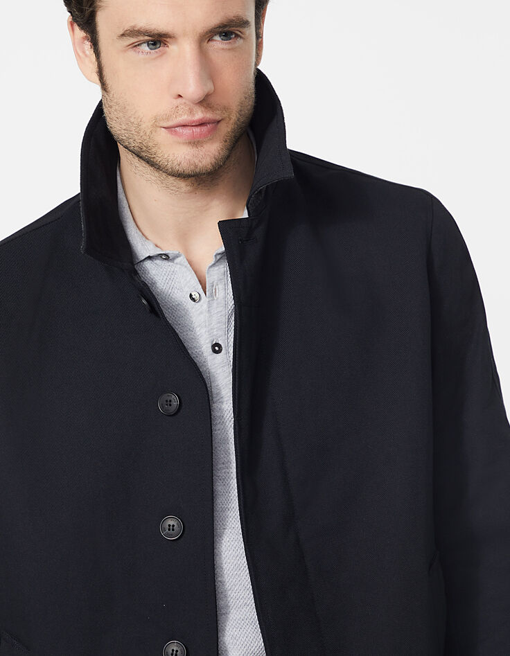Marineblauwe trenchcoat met afneembaar beleg Heren-5