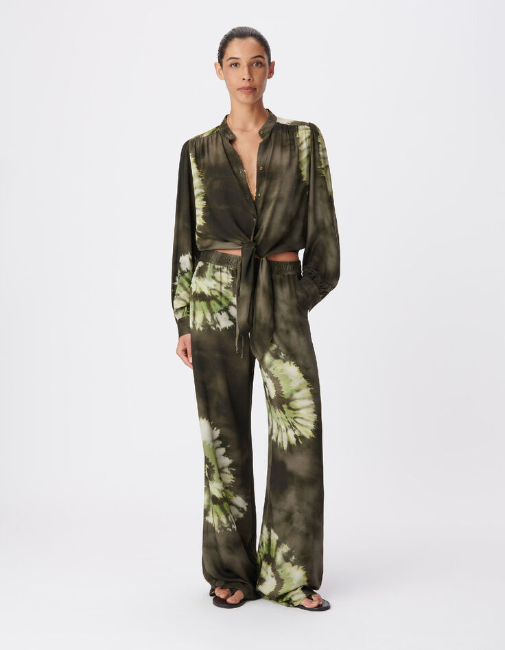 Women's tie and dye khaki shirt-2