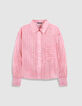 Chemise ray&eacute;e rose et rouge cropped Femme-6