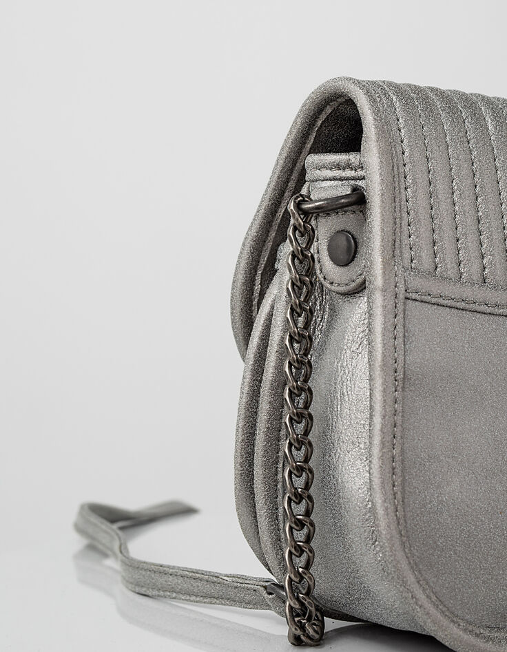 Women’s The Cameraboy silver smooth leather bag-6
