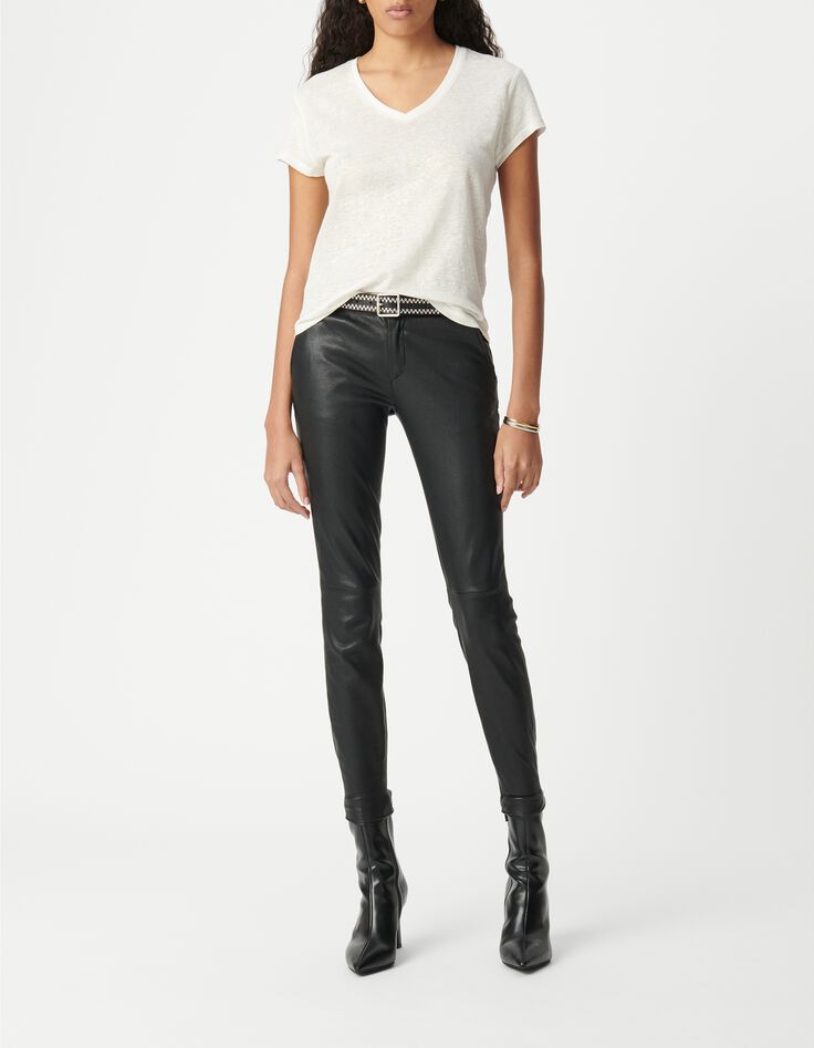 Tee-shirt lin blanc femme-1