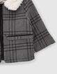 Manteau noir motif prince-de-galles brodé dos bébé fille-5