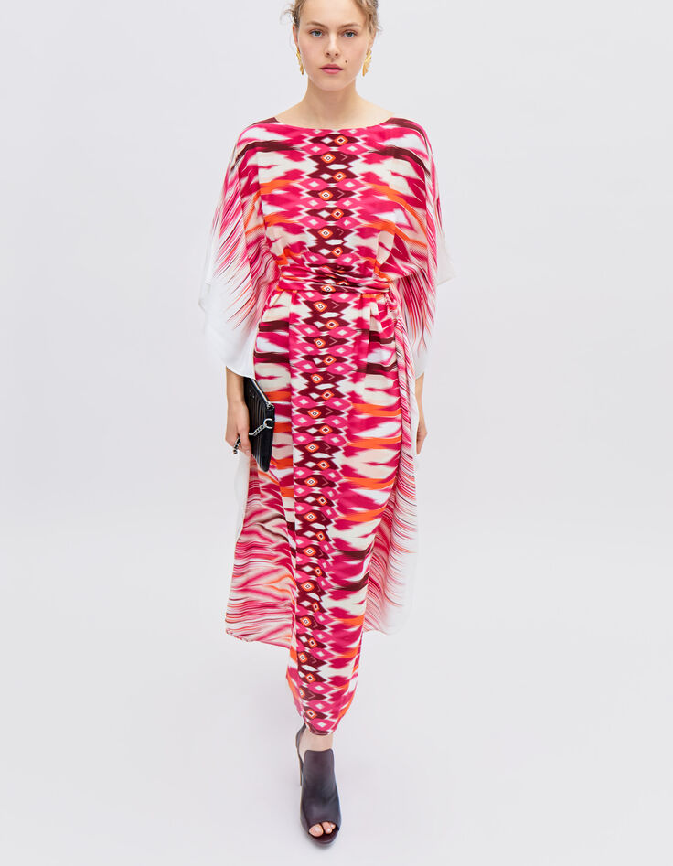 Robe longue fuchsia motif ethnique IKKS x GIGEEZ Femme-2