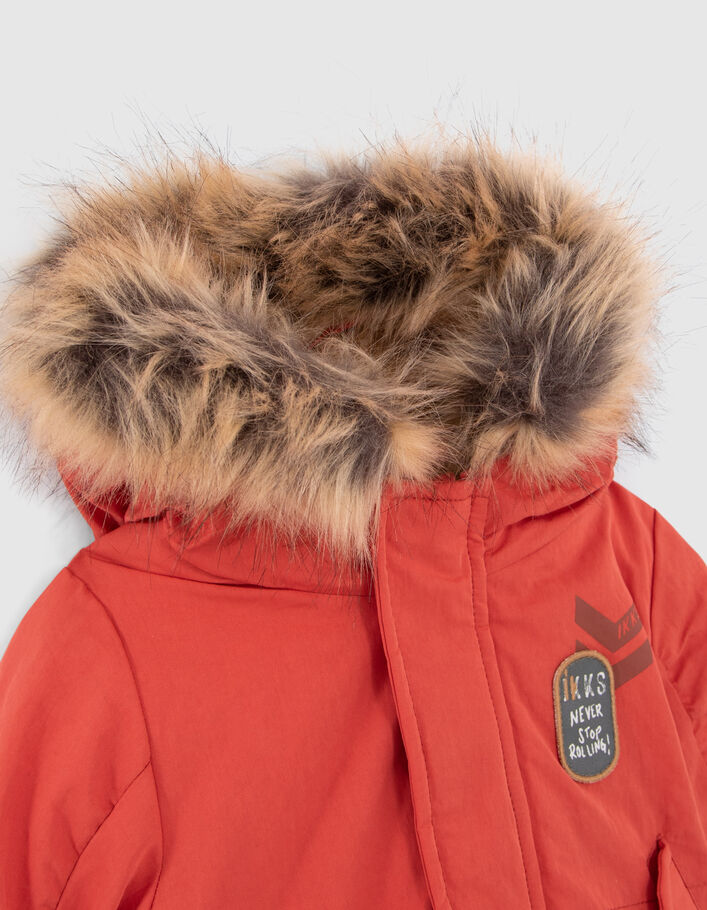 Parka orange fourrée print dos bébé garçon-2