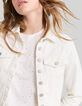 Cremefarbene Jeansjacke für Damen mit Zopfmuster-3