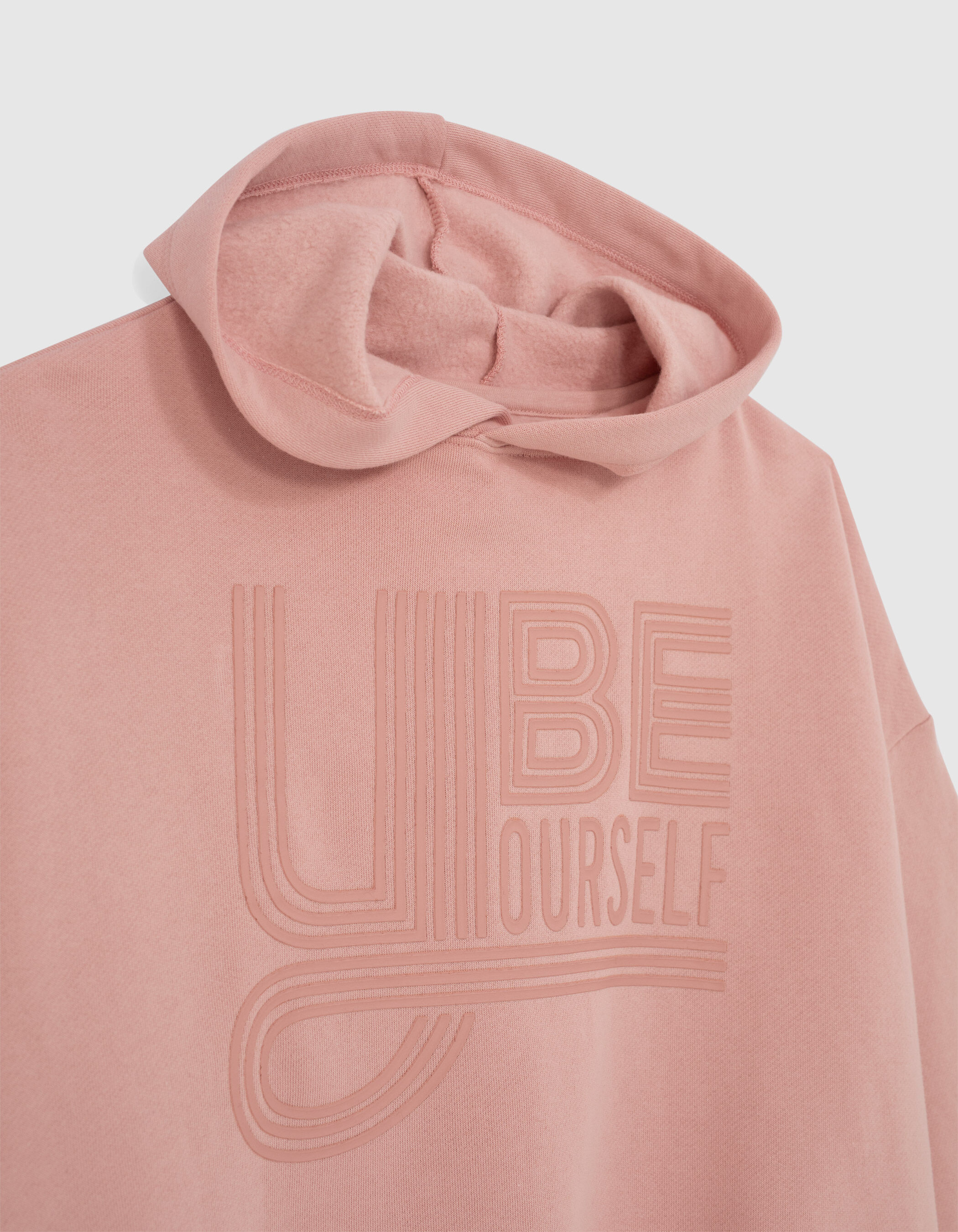 Girls powder pink XL flocked slogan hoodie
