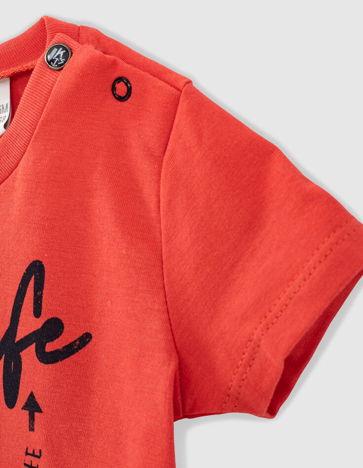 Oranje T-shirt opdruk tijger biokatoen babyjongens -4